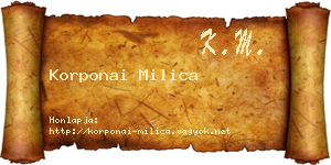 Korponai Milica névjegykártya